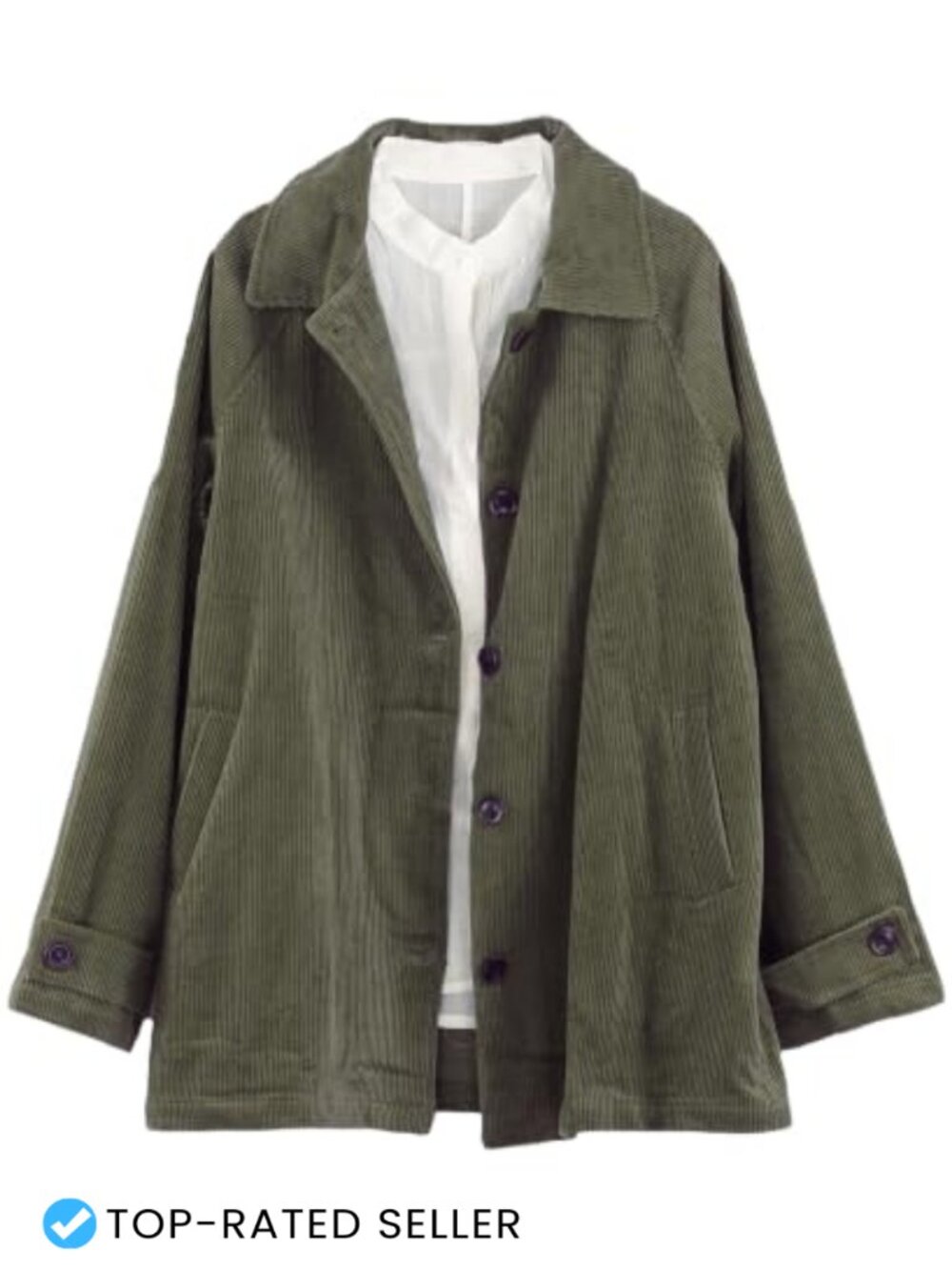Women's Corduroy Jacket Casual Long Sleeve Button Down Coat Cotton
